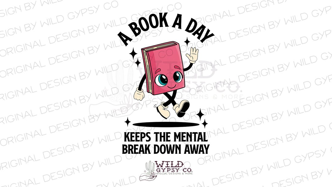 Funny Book Lover Patch - "A Book A Day Keeps The Mental Breakdown Away" 3" Iron On/Sew On, Embroidery