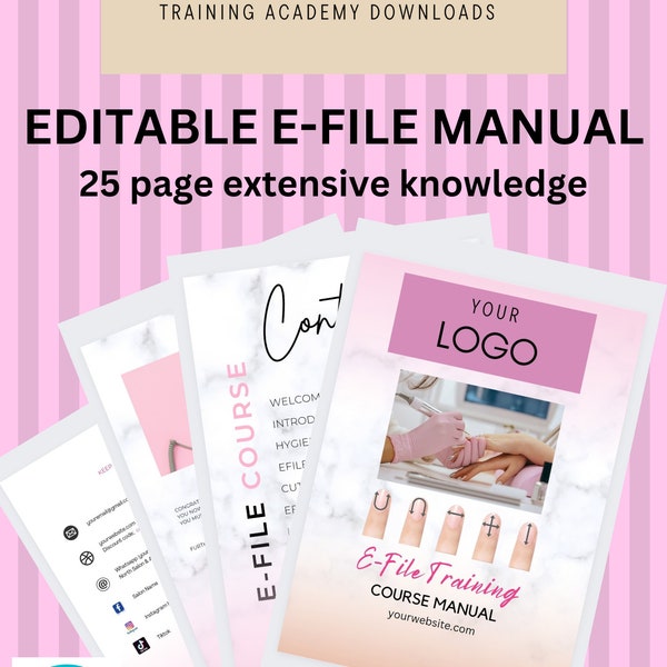 Editable E-File Training Course Manual Template 25 page booklet with advanced theory.