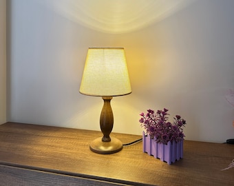 Tiny Walnut Wooden Table Lamp , Mid Century Bedside Lamp , Unique Night Lights , Housewarming Gift - LIPA