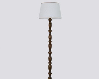 Vintage Floor Lamp, Walnut Wood Floor Lamp, Mid-Century Standing Lamp for Bedroom, Wood Living Room Floor Lamp, Unique Floor Lamp