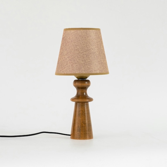 Small Table Lamp, Wooden Vintage Bedside Lamp, Tiny Desk Lamp, Traditional Table Lamp, Walnut Wood Nightstand Lamp, Bedside Table Lighting
