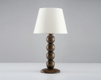 Mid-Century Modern Desk Lamp, Walnut Wood Table Lamp, Nightstand Lamp, Linen Lampshade Minimalist Table Lamp, Bedside Farmhouse Table Lamp