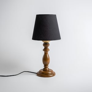 Vintage Walnut Bedside Table Lamp, Wooden Minimalist Desk Lamp, Nightstand Light, Modern Rustic Table Lighting, Reading Table Lamp