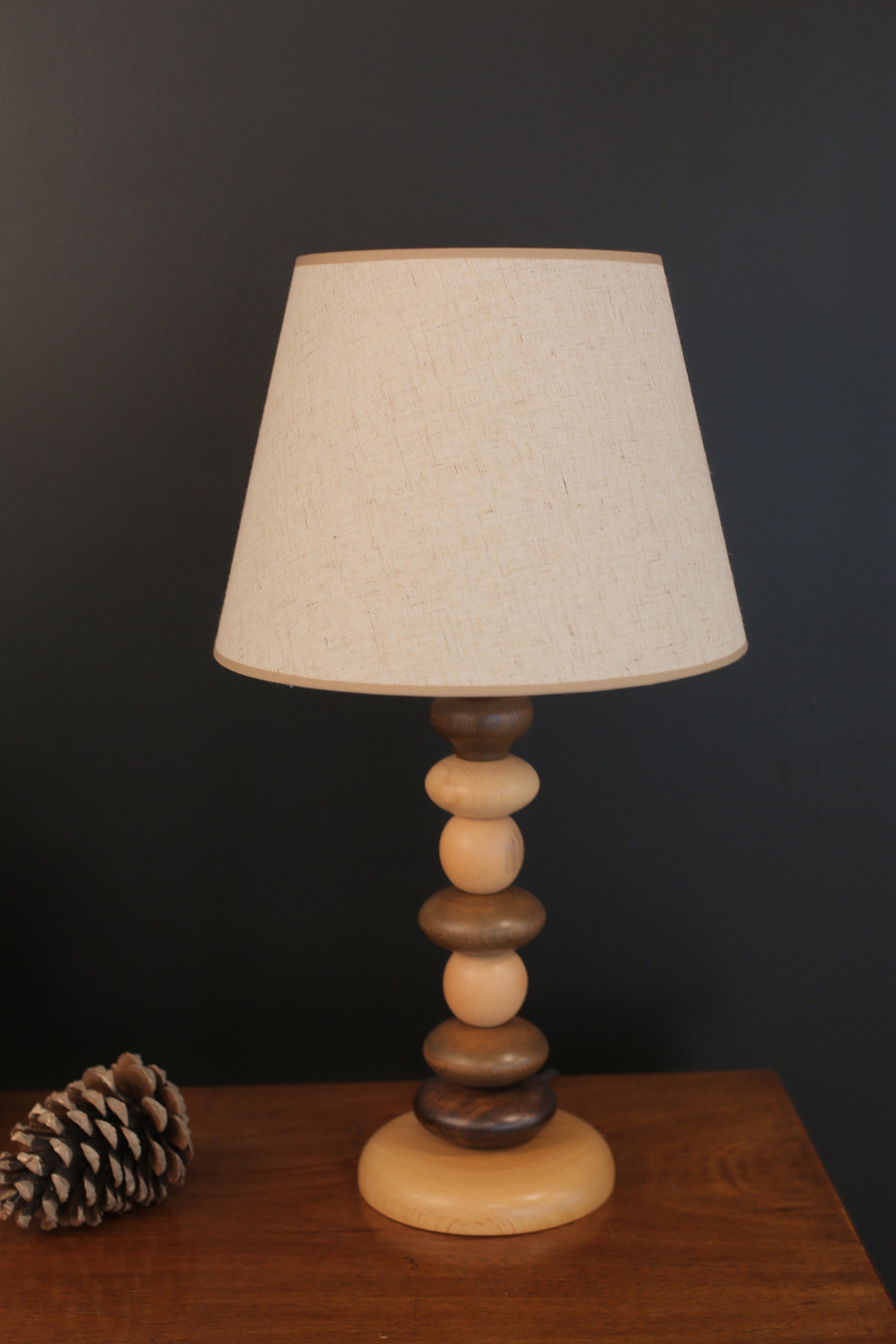 Unique Modern Table Lamp , Wooden Desk Lighting , Handmade Midcentury ...