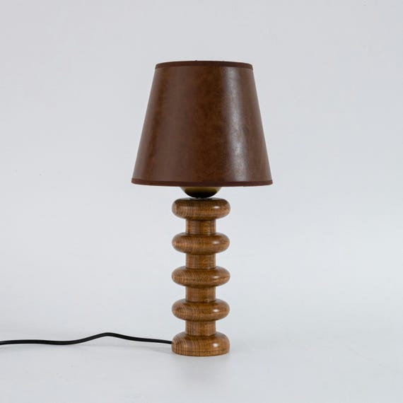 Wooden Table Lamp, Small Walnut Wood Table Lamp, Vintage Minimalist Table Lamp, Modern Farmhouse Living Room Table Lamp, Beech Desk Light