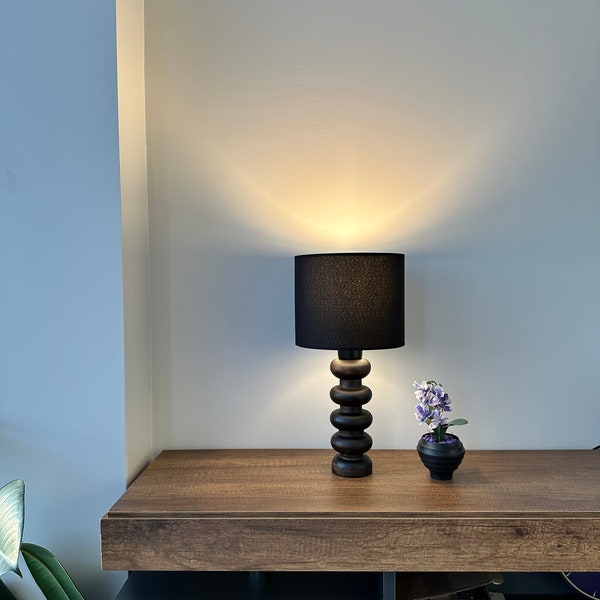 Lámpara de mesa de madera única Lámpara de soporte flotante Lámpara de mesita de noche Iluminación de escritorio Lámpara de noche Lámpara vintage Lámpara de interior Lámpara de acento de cabecera