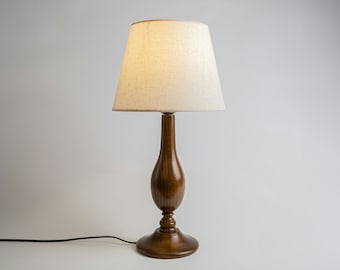 Elegant vintagebordslampa i valnöt, minimalistisk skrivbordslampa i trä, nattduksbordslampa, sängbordslampa, rustik bordslampa i trä