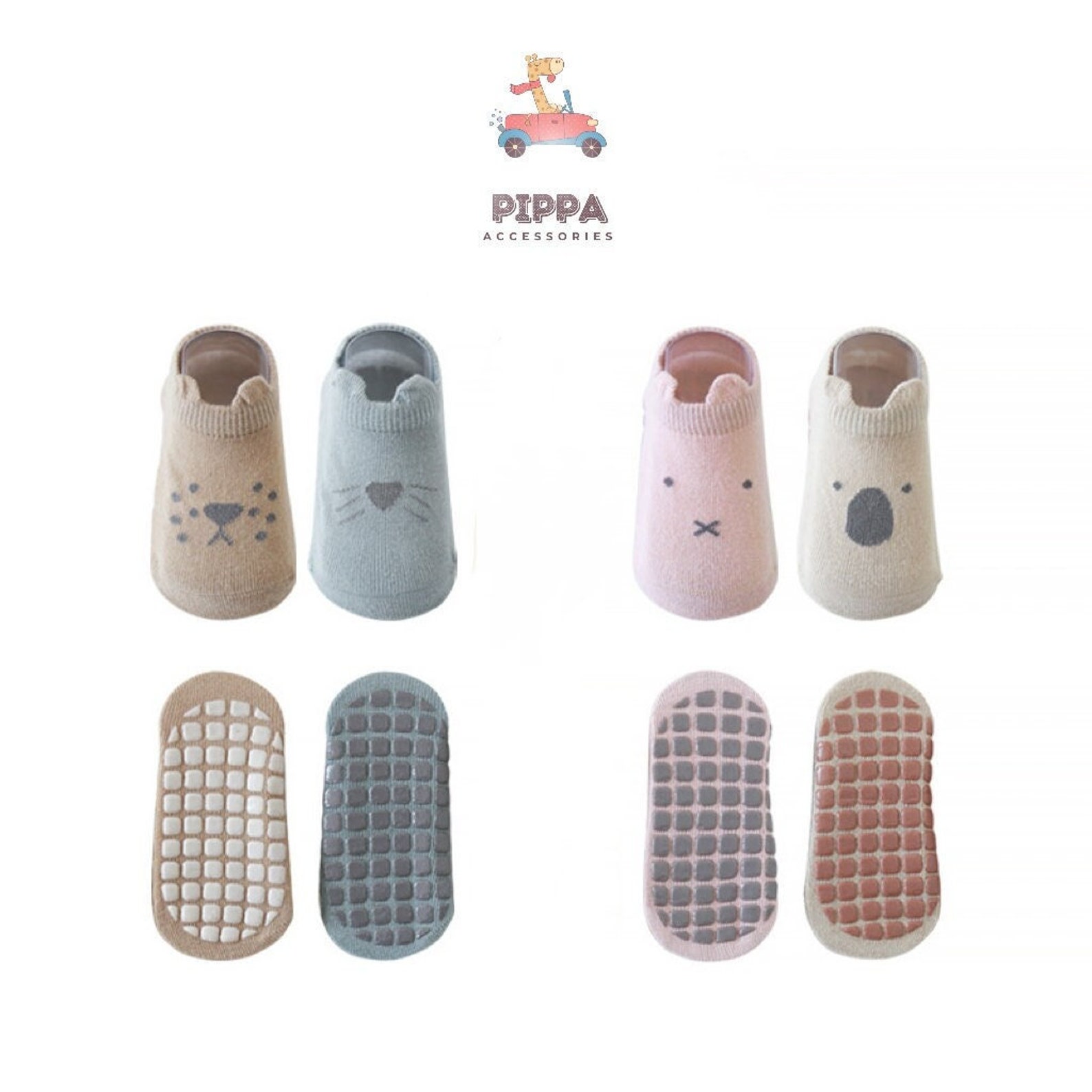 Cute Walk by Babyhug Socks With Animal Applique - Brown (Print May Vary)