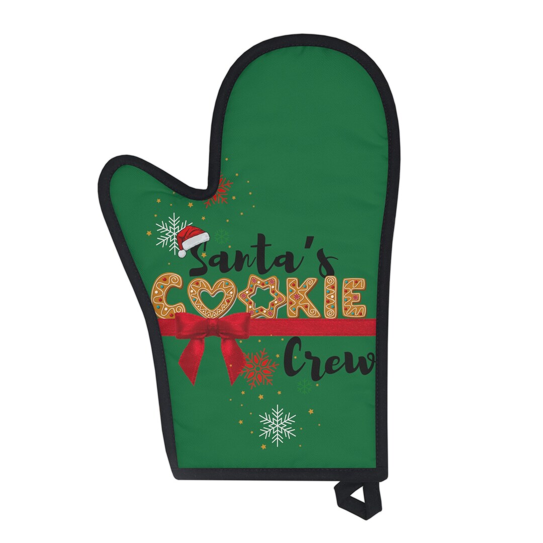 Santa's Cookie Crew Christmas Oven Glove Cute Christmas Glove Oven Safe