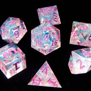light purple DND Dice Set, light purple Resin Sharp Edge D&D Dice Set, Dungeons and Dragons Polyhedral RPG Dice Set DND D20, D6 Gift