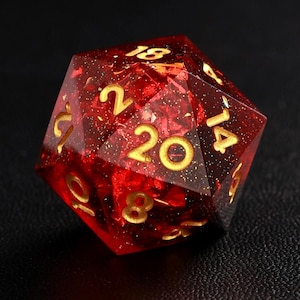 Red DND D6, D20 Dice, Fire Red Sharp Edge D&D Dice Full Set, Dungeons and Dragons Polyhedral RPG Dice Set DND