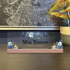 Custom Floral Desk Name Plate Personalized Desk Sign Office Name Plate Custom Acrylic Stand Lawyer Name Plate Personalized Lawyer Gift