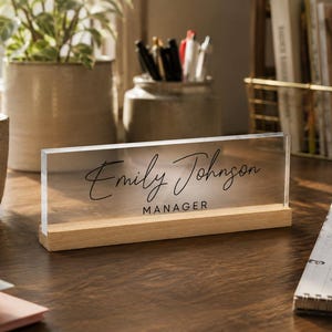 Minimalist Desk Sign Plate, Acrylic Name Plaque, Elegant Office Decor for Men, Job Title Promotion Graduation Gift