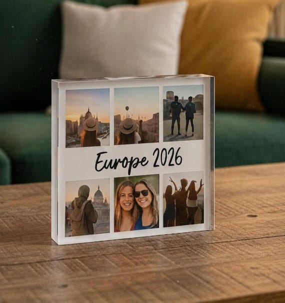 Acrylic Photo Block: Custom Collage Frame for Summer & Travel Memories, Summer Memories Gift for Friends