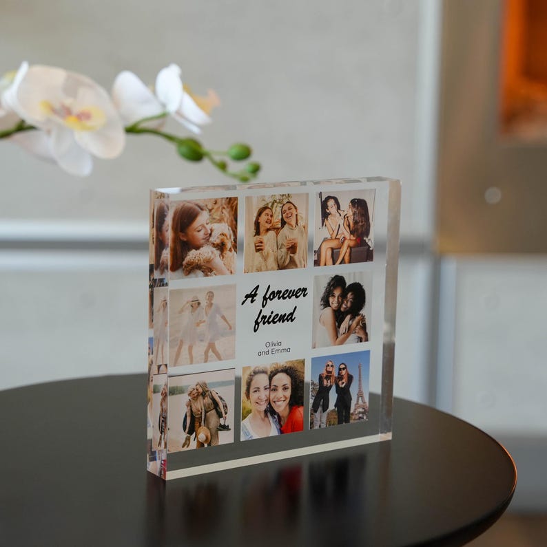 Acrylic Photo Block Custom Photo Collage Picture Frame Personalized Bestfriend Christmas Gift, Clear Acrylic Photo Frame Bedroom Decor image 8