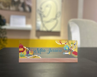 Desk Name Plate for Teacher Custom Acrylic Name Sign Personalized Teacher Gift Desk Decor Acrylic Teacher Name Sign Custom Desk Plaque