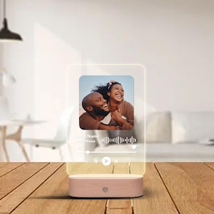 Acrylic Song Plaque Custom Music Frame Light Up Frame Couples Photo Plaque Acrylic Stand Photo Night Light Music Plaque Anniversary Gift