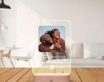 Acrylic Song Plaque Custom Music Frame Light Up Frame Couples Photo Plaque Acrylic Stand Photo Night Light Music Plaque Anniversary Gift