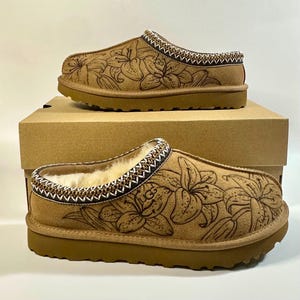 Custom Tasman Ugg Slippers Custom Leather Burned Ugg Tasman Slippers - Etsy Finland main image 4
