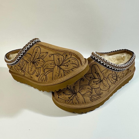 Custom Leather Burned Ugg Tasman Slippers - Etsy Finland