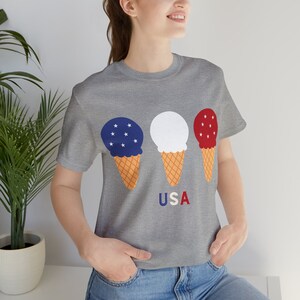 Ice Cream USA Unisex Jersey Short Sleeve Tee, 4th of july, july 4th, fourth of july, independence day, ice cream, red, white, blue