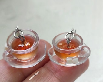 Mini Teacup Earrings – Handmade Miniature Food Jewelry, Tea Cup Dangle Earrings, Cute Gift for Tea Lovers, Gift for mom, Gift for woman