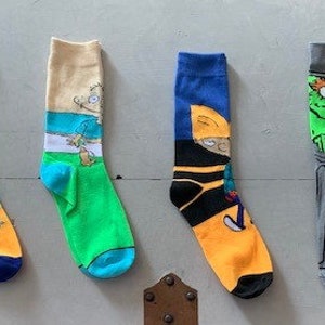 5 pares de calcetines clásicos de dibujos animados de personajes de  películas de terror, divertidos y novedosos calcetines de algodón con  diseño