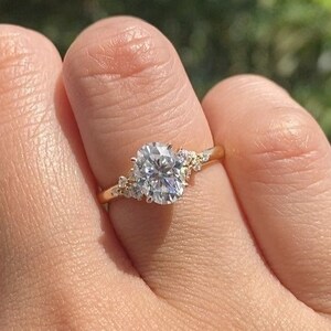2 CT Oval Cut Moissanite Engagement Ring, 14k Solid Gold Cluster Wedding Ring, Proposal Ring For Women, Anniversary Gift