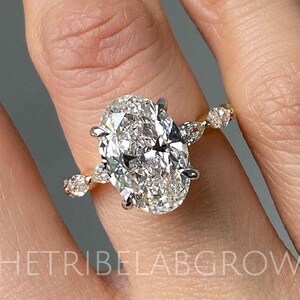 5 CT Oval Moissanite Engagement Ring: 14k Gold Hidden Halo Wedding Ring