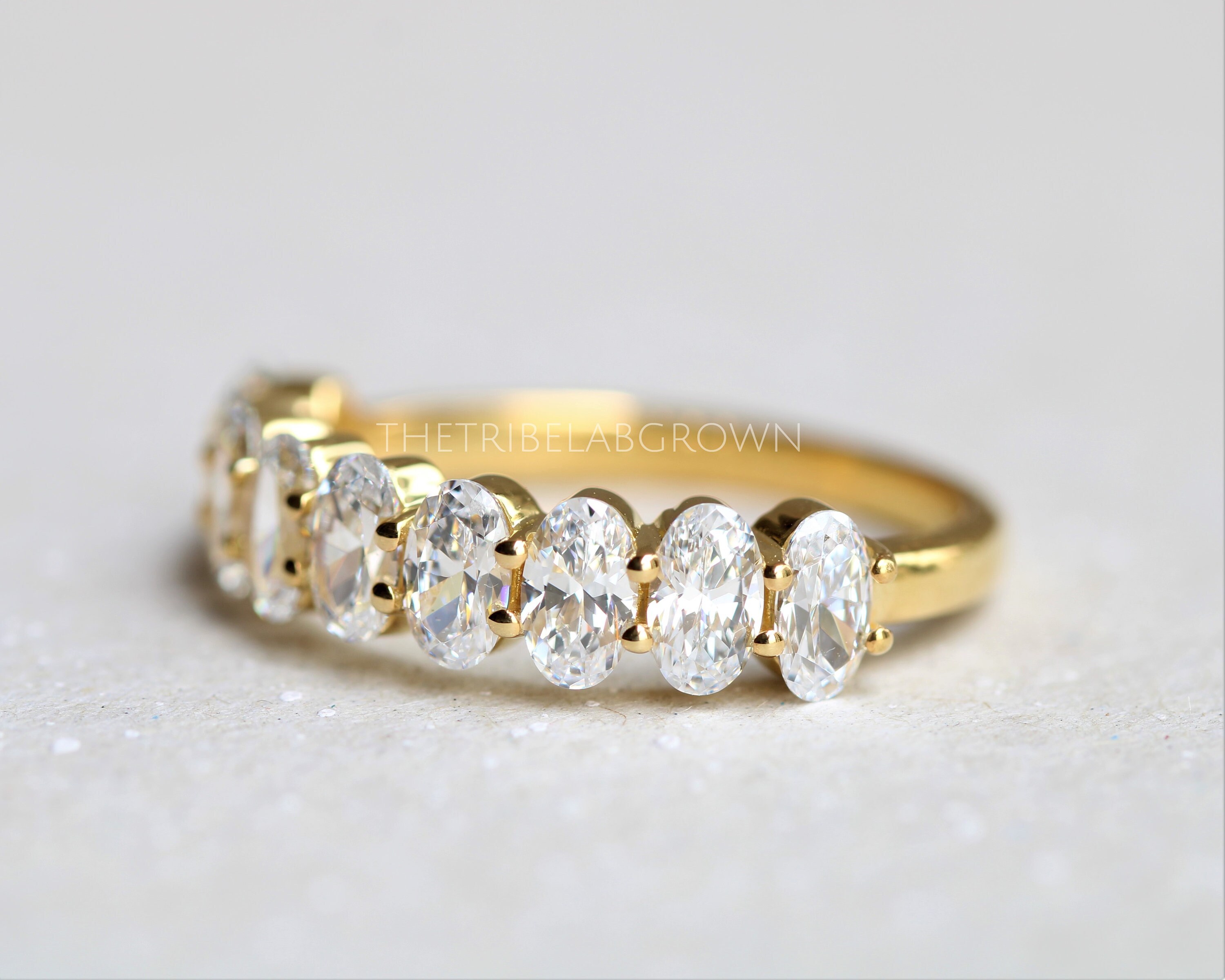 Oval Cut Moissanite Half Eternity Band Oval Wedding Band Women Oval ...