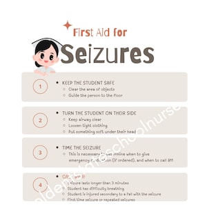 Seizure First Aid Infographic | School Nurse Seizure Response | Teacher Quick Reference | Health Office Printable image 3