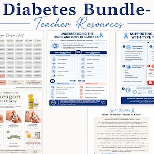 Pacote Escolar sobre Diabetes Tipo 1 | Recursos de Treinamento para Professores e Funcionários | Conscientização sobre Diabetes | Conjunto de Materiais para Enfermeiros Escolares (Imprimir) | Informações sobre a Seção 504