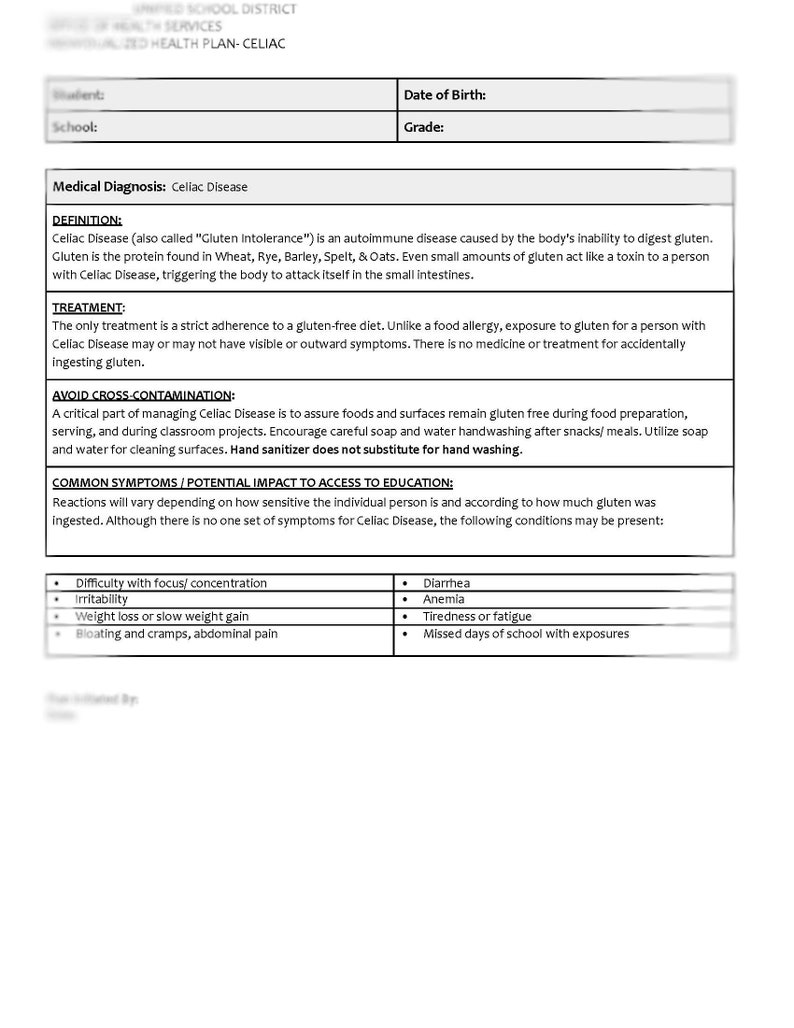 School Health Plan Template