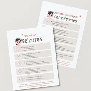 Seizures- School Health Infographic. Set of 2- Spanish and English