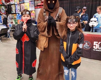 Jawa Costume Hooded Brown Robe Light Up Eyes Star Wars Adult