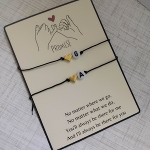 Pulseras con iniciales, pulseras con letras, pulsera de promesa de meñique, pulseras para parejas, pulseras con iniciales de deseos para parejas, pulsera de mejor amigo.