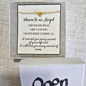 Braccialetto a forma di cuore "Mama of an angel", regalo per aborto spontaneo, regalo commemorativo per bambini, ricordo personalizzato, perdita di gravidanza