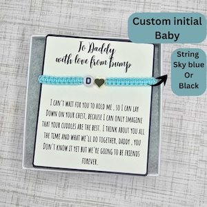 Regalo inicial para el futuro papá, primer día del papá, regalo para papá por su barriga, regalo para el futuro papá, pulsera de macramé para papá, nombre inicial personalizado para bebé