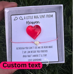 Abraço de bolso em forma de coração, presente celestial para mãe, presente para lembrar de mim, presente de condolências para filha, presente para perda da avó, presente memorial especial em forma de coração