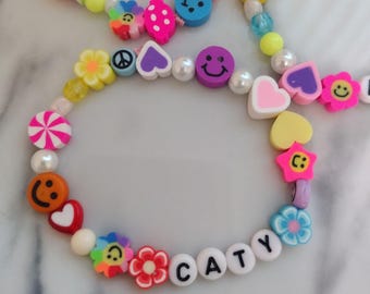 Pulsera con nombre personalizado para niños, pulseras para niños, pulsera con cuentas con palabras personalizadas para niñas, pulsera estética, joyería para niños de regreso a la escuela