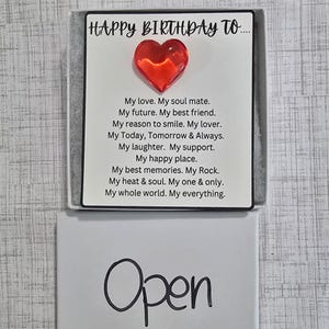 happy birthday to my love , Custom message card, Personalized message gift girlfriend boyfriend, birthday small card with heart, poem card