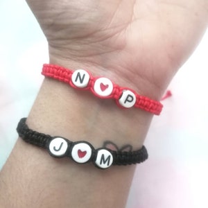 Conjunto de pulseira para casal, pulseira inicial para casal, presente de aniversário para namorado, pulseira para homem, pulseira de longa distância