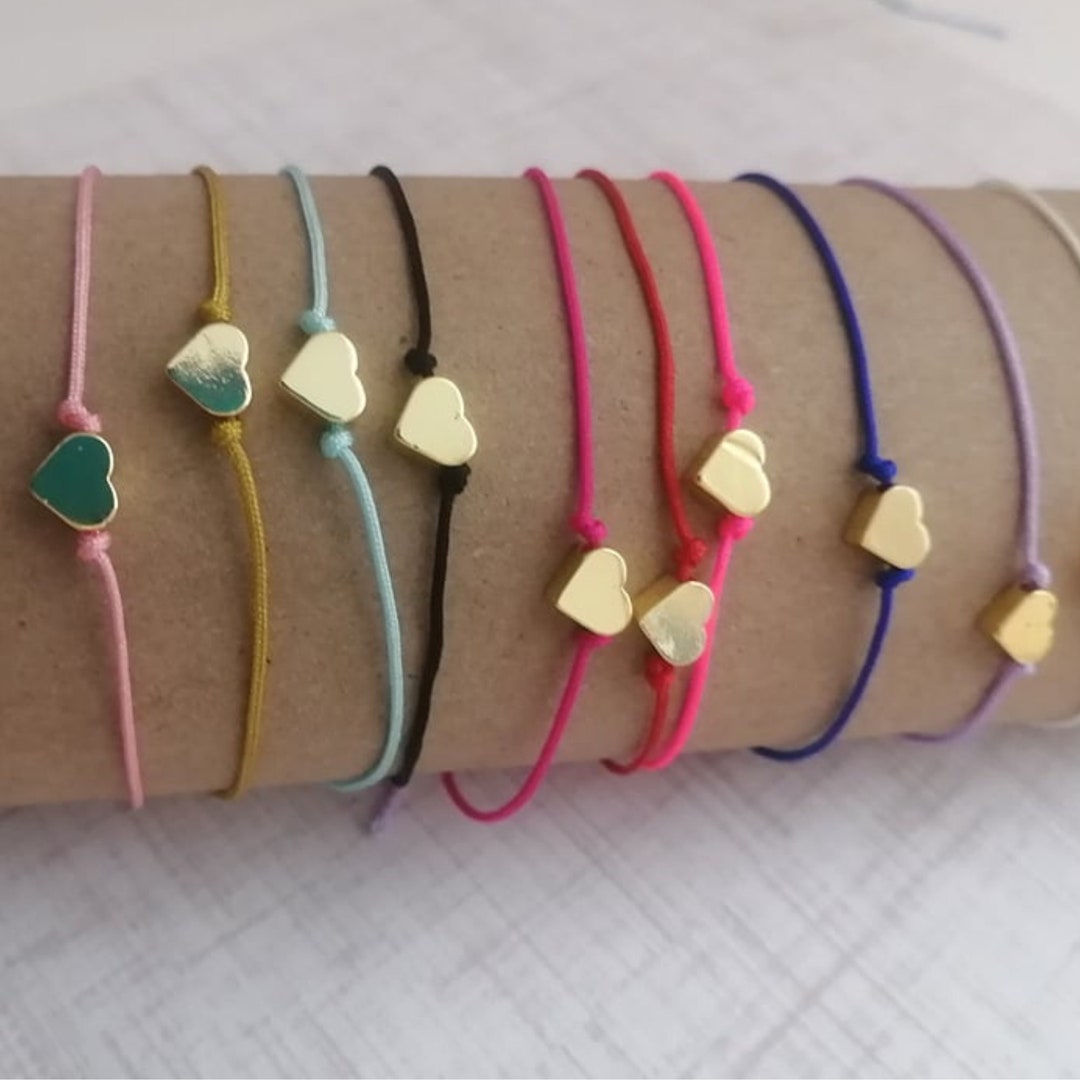 Heart String Bracelet, Friendship Heart Bracelet, Adjustable String
