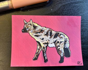 Aardwolf -  Artist Trading Card ORIGINAL (1/1) - Alphabetical Animal Series - OilsByEast