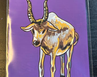 Addax -  Artist Trading Card ORIGINAL (1/1) - Alphabetical Animal Series - EastridgeStudios
