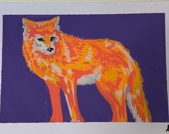 Purple Fox -  Artist Trading Card ORIGINAL (1/1) - OilsByEast