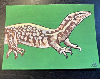 Ackie Monitor -  Artist Trading Card ORIGINAL (1/1) - Alphabetical Animal Series - EastridgeStudios
