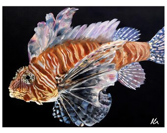 Lionfish - Oil Painting PRINT (7.1 x 5.5 inches) - OilsByEast