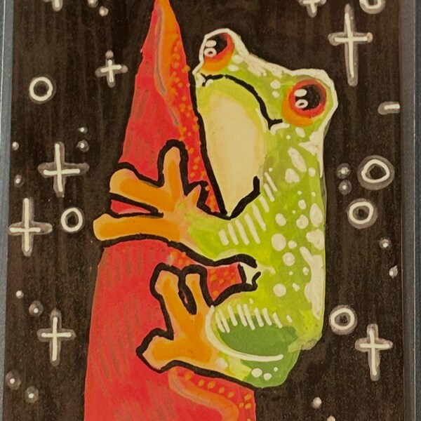 Silly Frog -  Artist Trading Card ORIGINAL (1/1) - OilsByEast