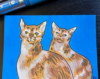 Abyssinian -  Artist Trading Card ORIGINAL (1/1) - Alphabetical Animal Series - OilsByEast
